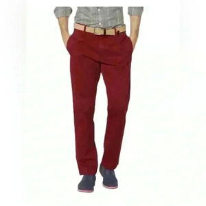 Haggar H26 Flat Front Standard Fit Men’s Chinos Pants Red Burgundy 32/32